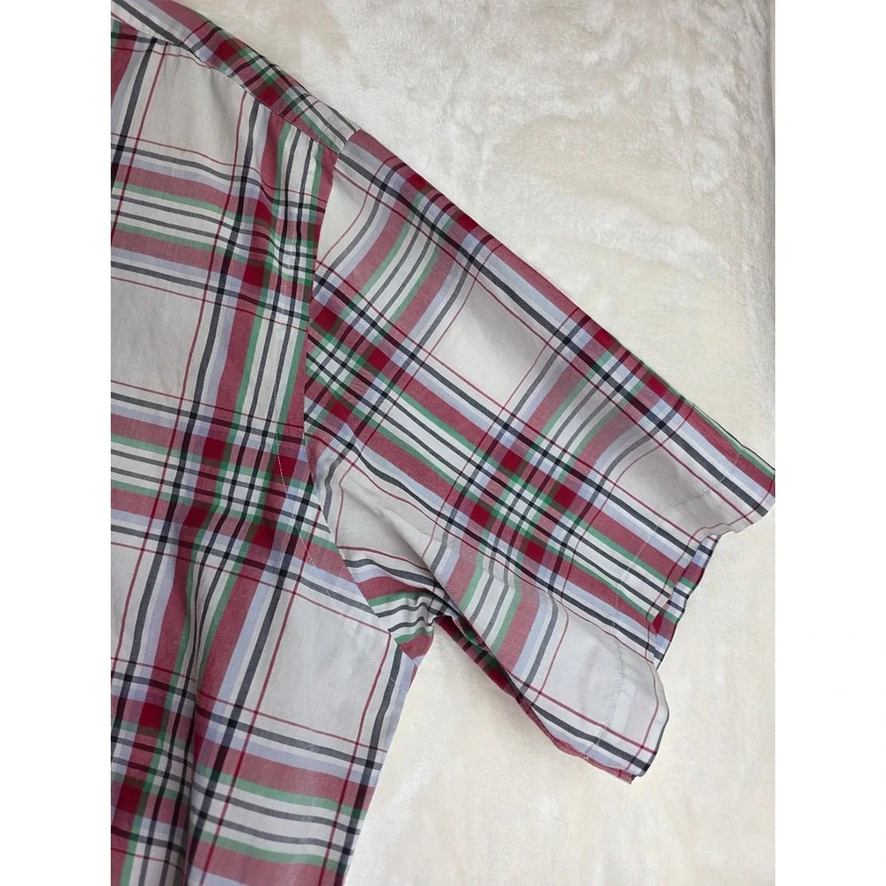 Ralph Lauren Blake Plaid Short Sleeve Button Down‎ Shirt Men XL Cream Red Green